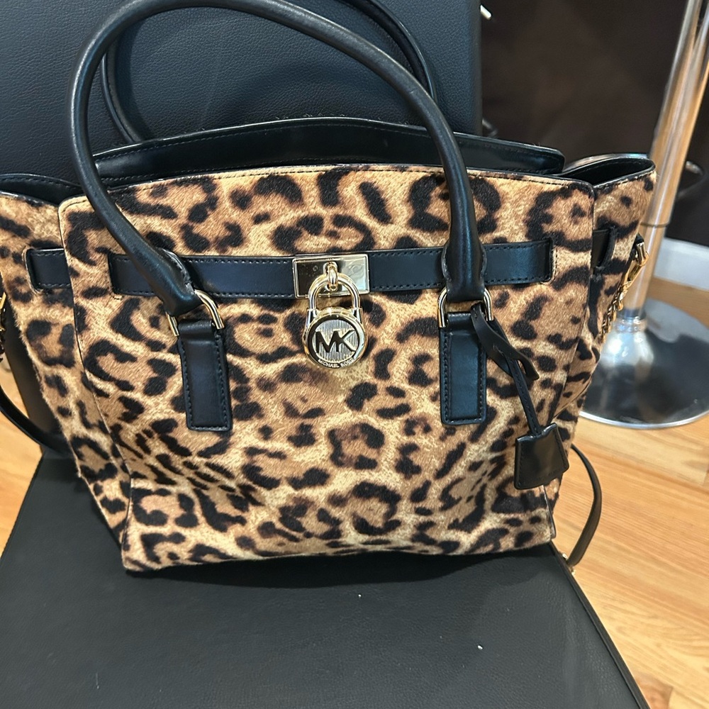 Michael Kors Tan and Black Animal Print Tote - Picture 2 of 12